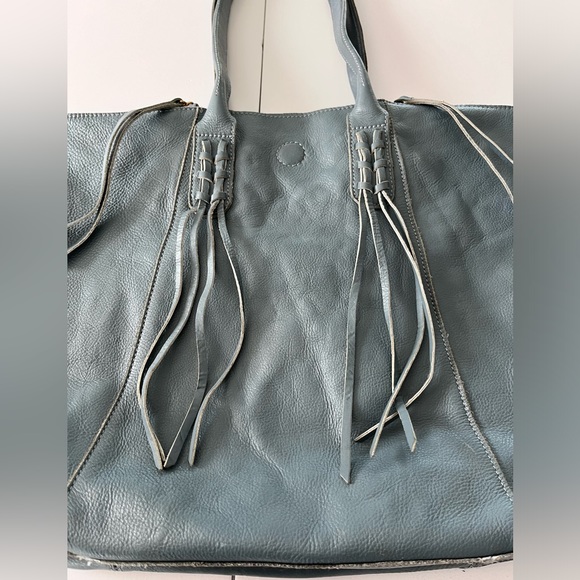 Genuine LEATHER TOTE | Boho!! | Blue - Picture 9 of 14